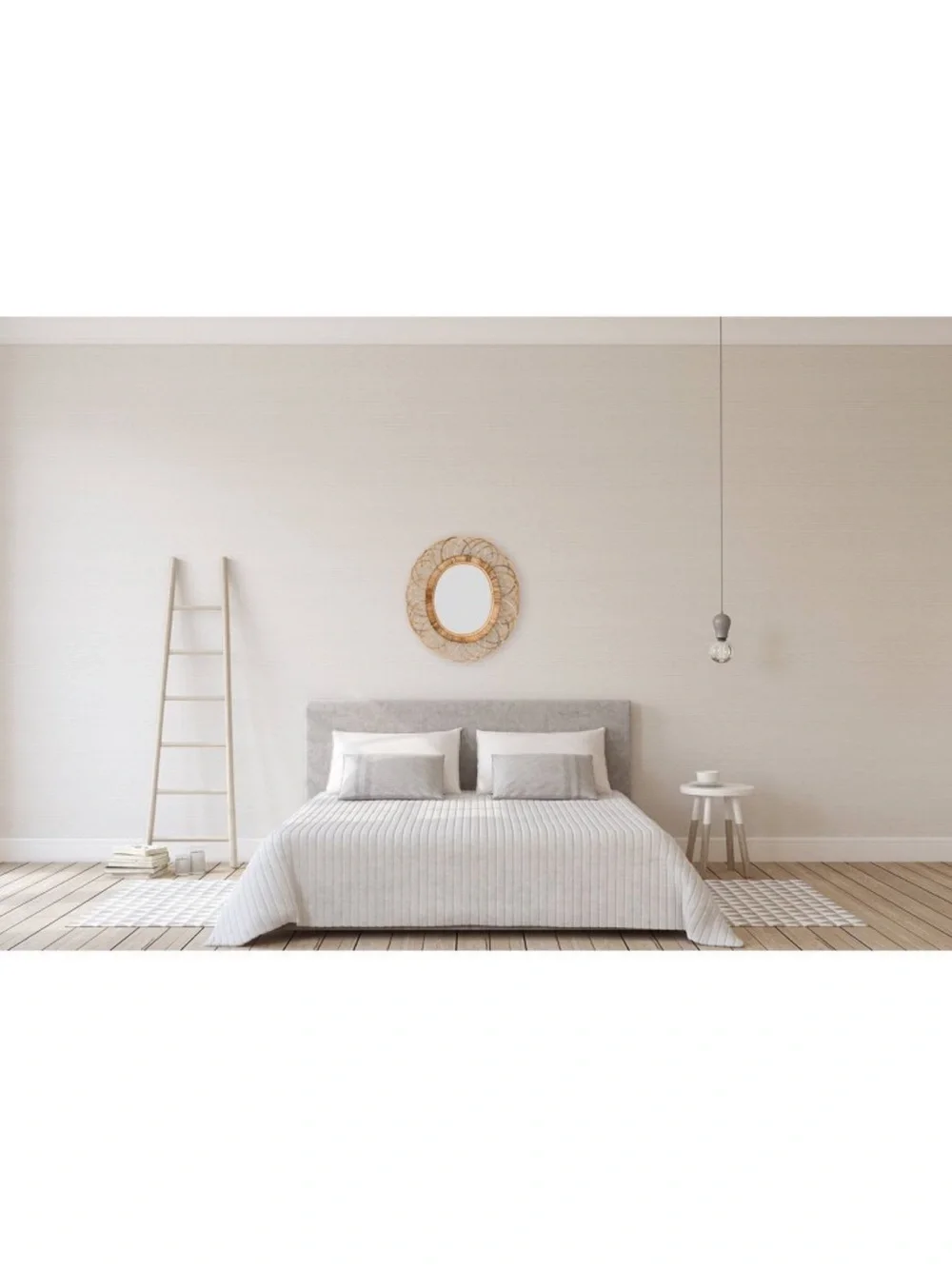 Creative Co-Op Woven Bamboo Oval Wall Mirror in Natural Beige 21.5” W x 19” H